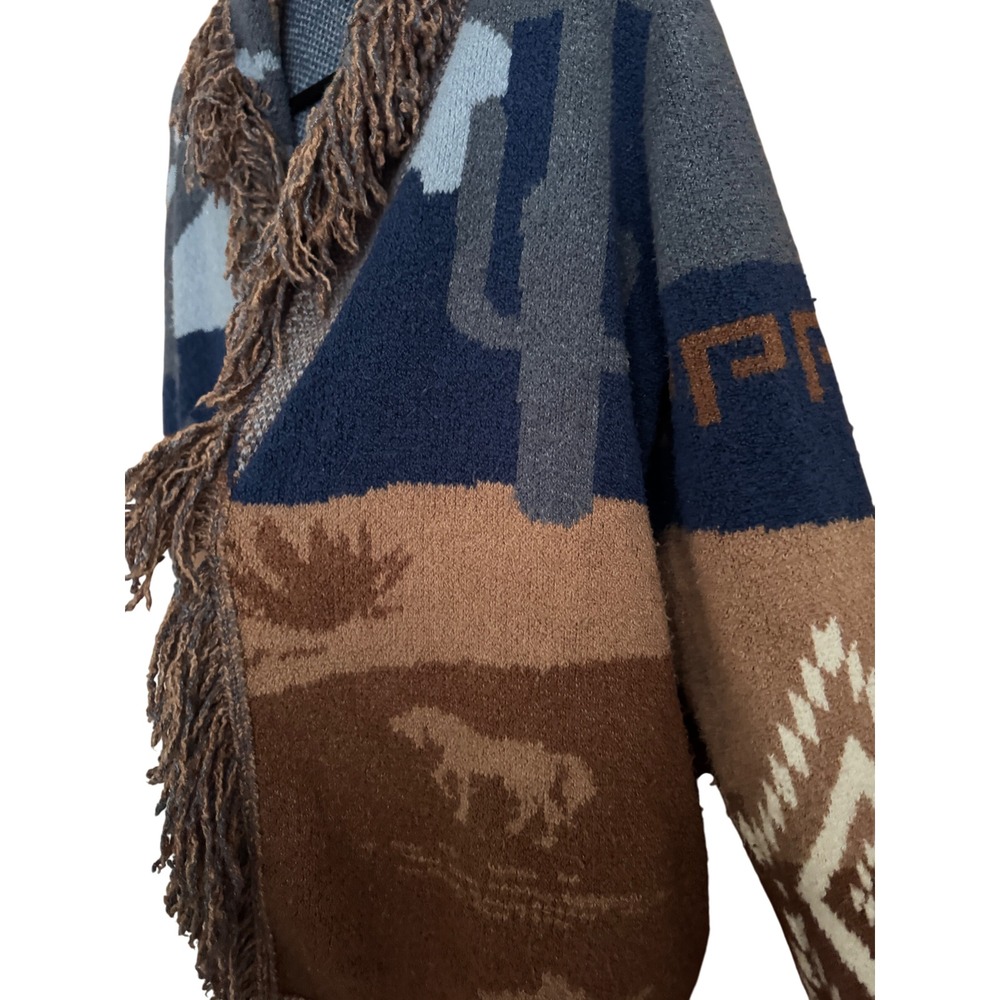 Idyllwind Open Front Cardigan Southwestern Fringe Western Aztec Pattern Medium - Picture 5 of 10